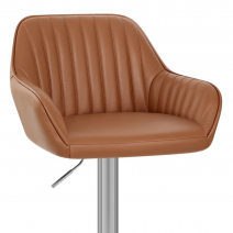 Sgabello Pelle Cromo Satinato - Tokyo Marrone