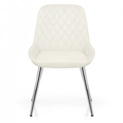 Sedia da pranzo Ecopelle Anticata Cromata - Lincoln Blu