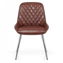 Sedia da pranzo Ecopelle Anticata Cromata - Lincoln Blu