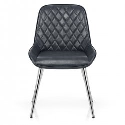 Sedia da pranzo Ecopelle Anticata Cromata - Lincoln Blu