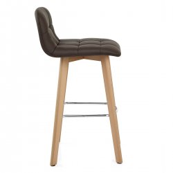 Sgabello Vera Pelle Legno - Hex Marrone