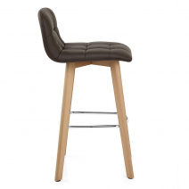 Sgabello Vera Pelle Legno - Hex Marrone