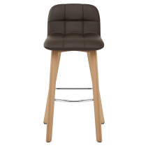 Sgabello Vera Pelle Legno - Hex Marrone