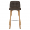 Sgabello Vera Pelle Legno - Hex Marrone