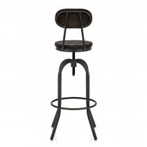 Sgabello Legno Scuro Acciaio - Vintage Swivel