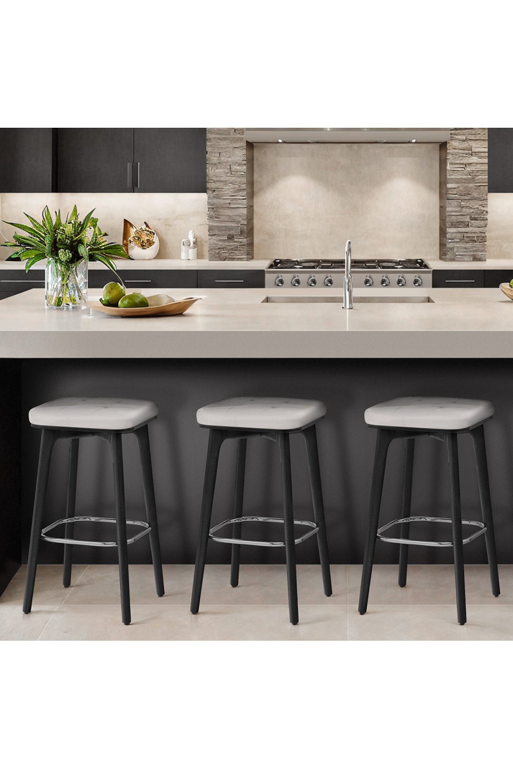 Ecopelle Sgabello Da Cucina Sgabello Da Bar Malmo In Legno Nero Ed