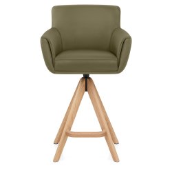 Sgabello Vera Pelle Legno -...